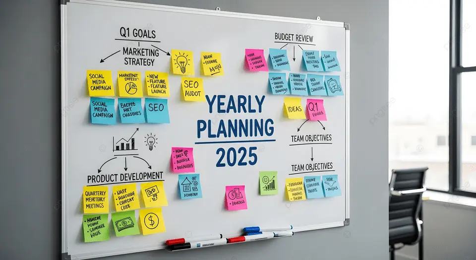 Campaign planning whiteboard — the annual planning mindset that keeps businesses in the campaign cycle
